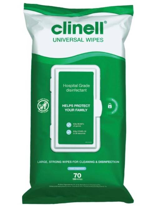 Clinell Universal Wipes -pakkaus 70 kappaletta