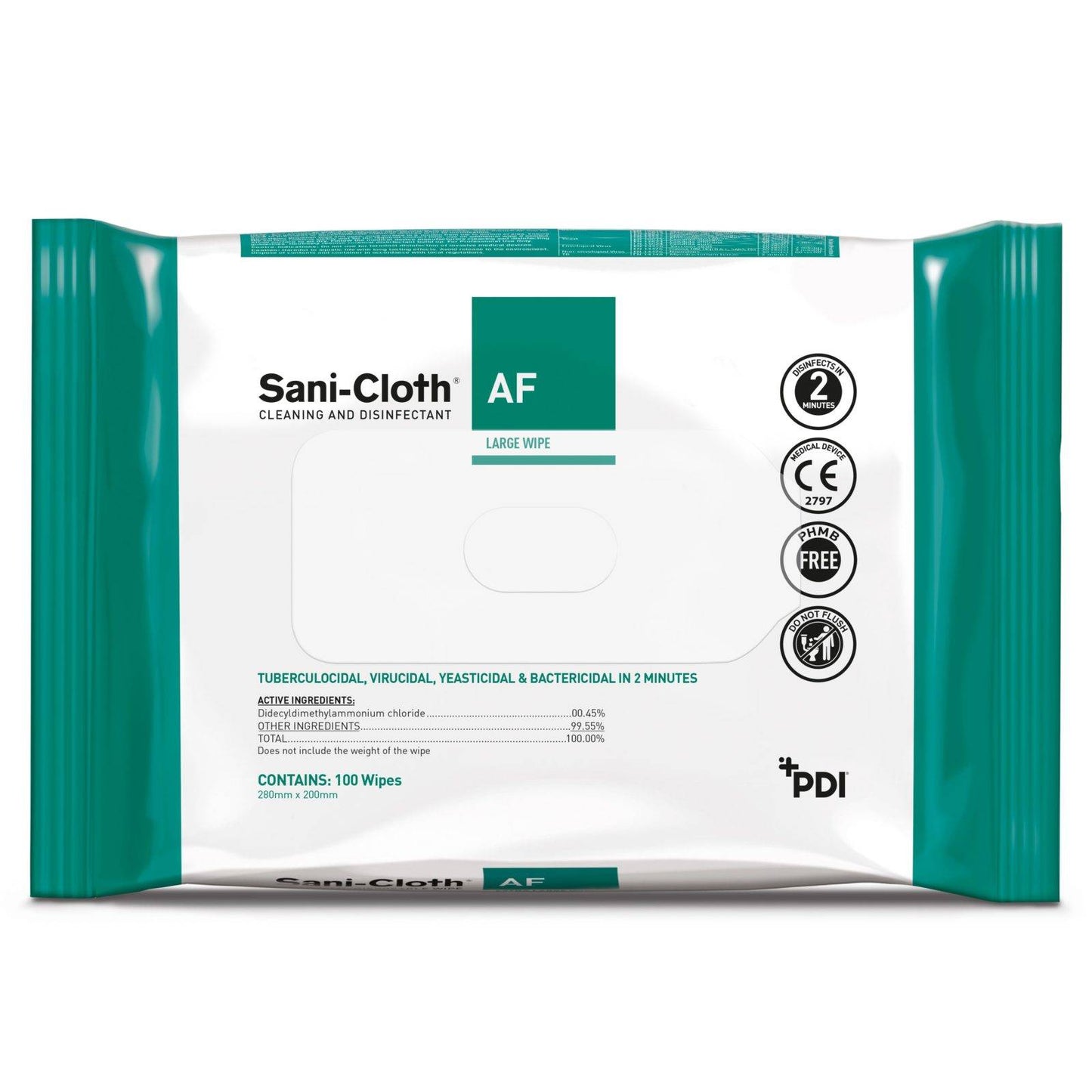 Sani-Cloth AF -pyyhkeet, 100 kappaletta